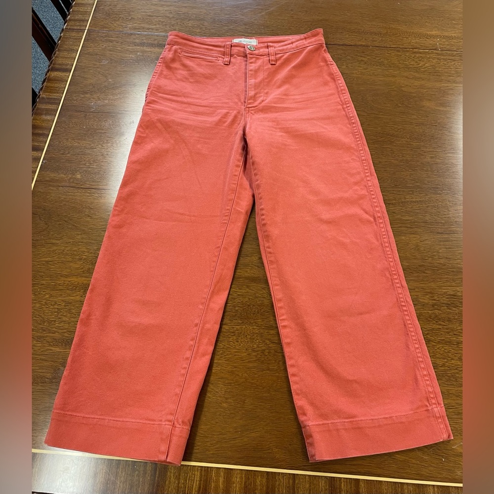 MADEWELL | High Waist Slim Wide Leg Emmett Orange Cropped Pant | 26